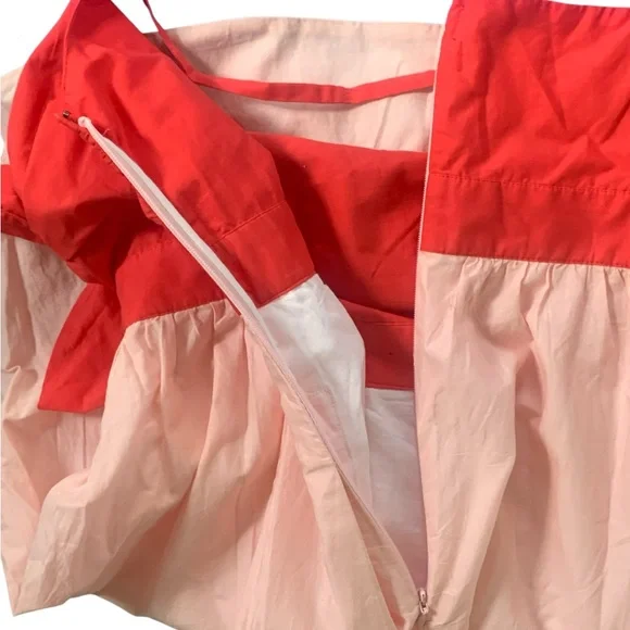 J.Crew Petite Colorblock Tie Front Midi Sundress NWT Coral Pink Blue Dress 10P - Picture 8 of 9